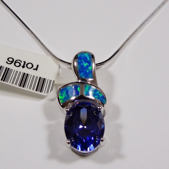 Silver Expressions USA Jewelry - Tanzanite Blue Fire Opal Sterling Silver Necklace
